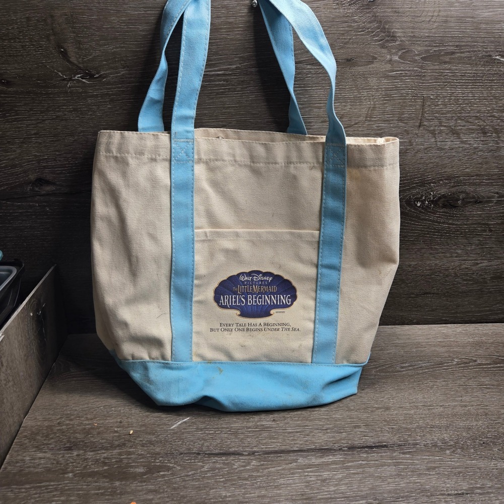 Gemline Disney Little Mermaid Ariel Beginning Canvas Boat Tote Bag Blue 144-B - Picture 2 of 8